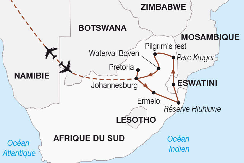 carte Afrique du Sud Eswatini Les plus beaux Safaris d Afrique SH 2023_411 497186