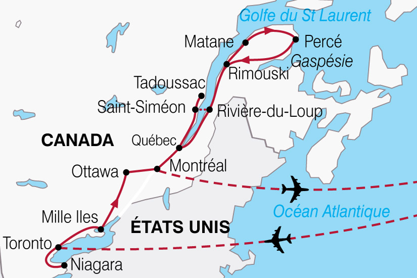 canada gaspésie carte Circuit au Canada : Le Canada et la Gaspésie, les belles provinces 