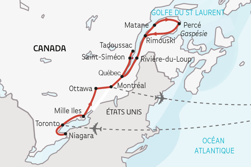 carte Canada de Niagara a la Gaspesie SH 2023_414 667094