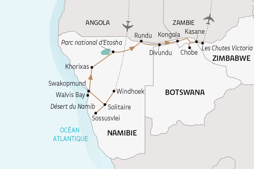 carte Zimbabwe Periple au Coeur des Terres Africaines Namibie Botswana Zimbabwe SH 2023_414 398148